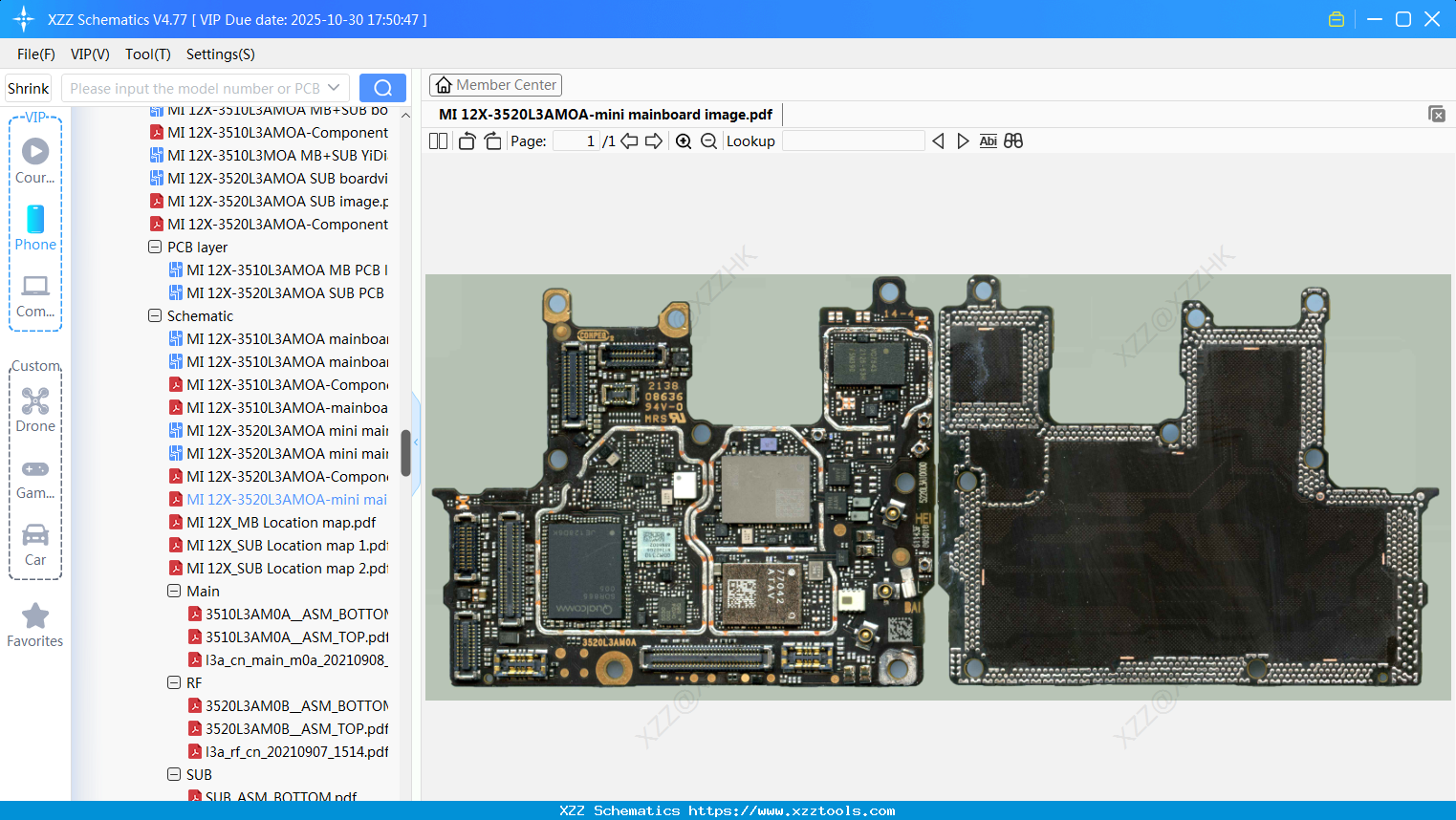 Xiaomi MI 12X-3520L3AMOA-mini Mainboard Image